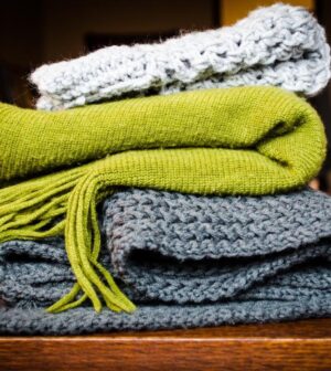 Plaid en laine vert anis