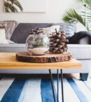 Table basse rondin et pieds épingle