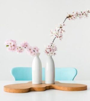 Vases soliflores blancs, lot de 2